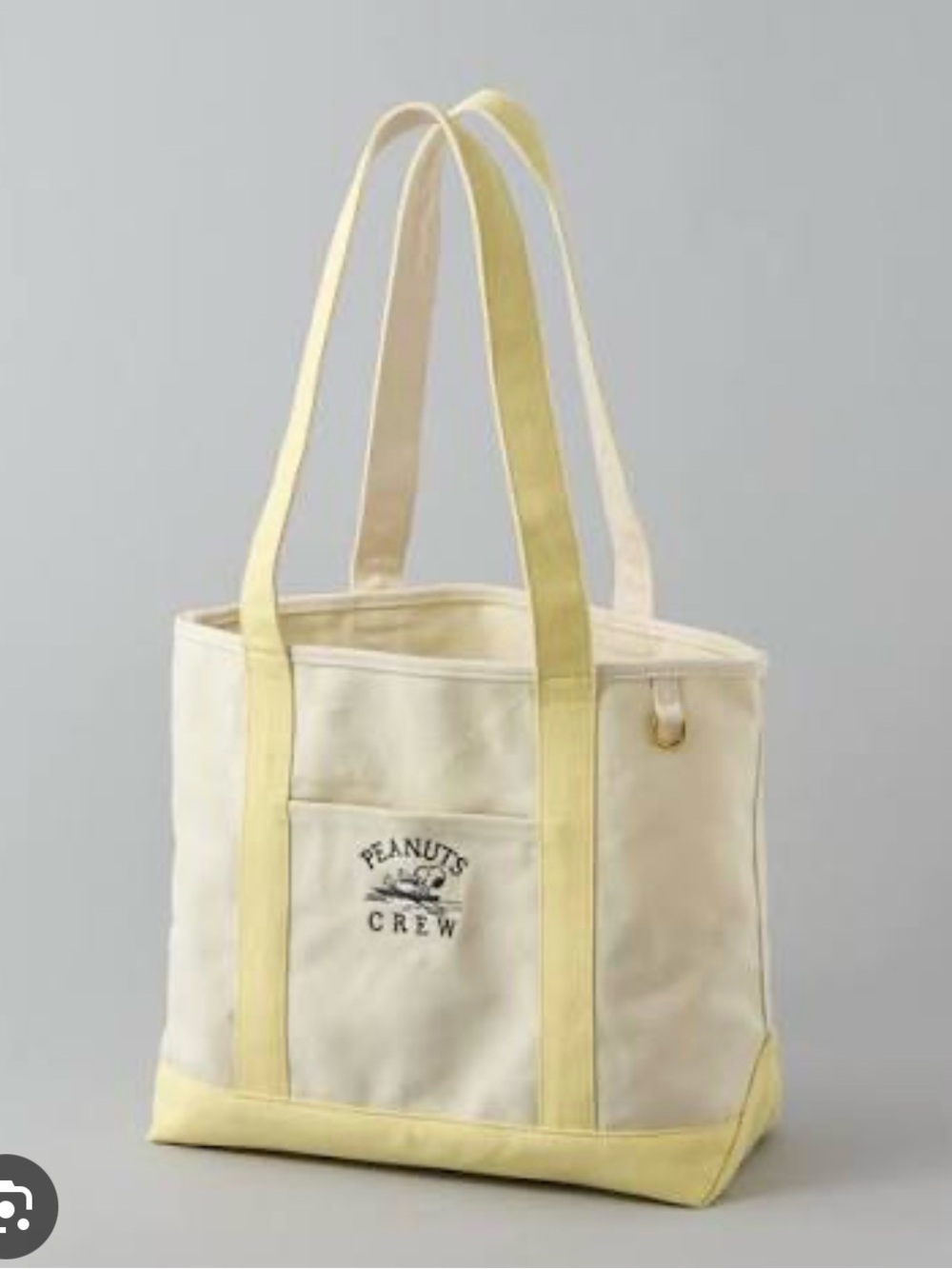 American Eagle Outfitters Peanuts Crew Snoopy Cream & Yellow Canvas Tote Bag